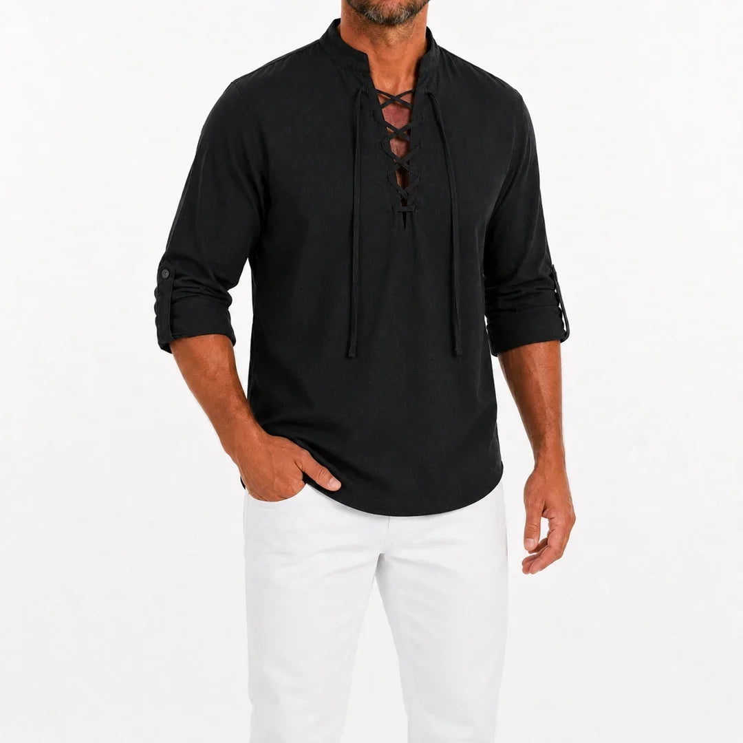 Caspian Men’s Relaxed-Fit Lace-Up Shirt